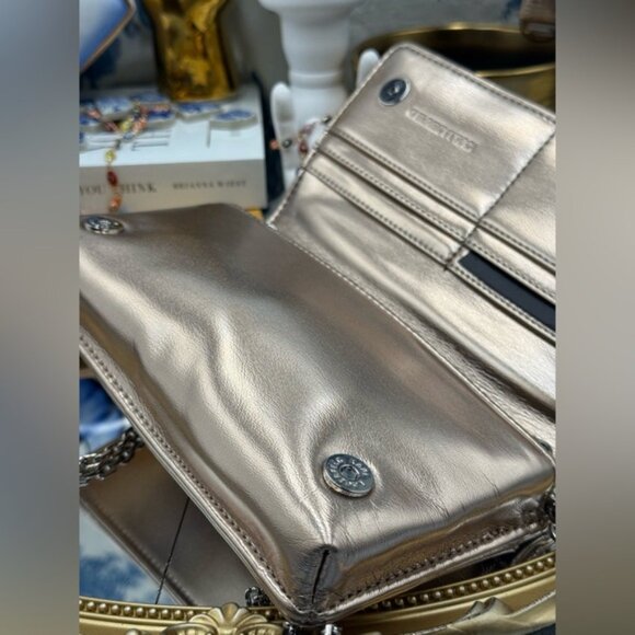 🆕 KARL LAGERFELD PARIS 🧿 NWT K/Kushion Crossbody Wallet, Champagne Metallic - Picture 9 of 15